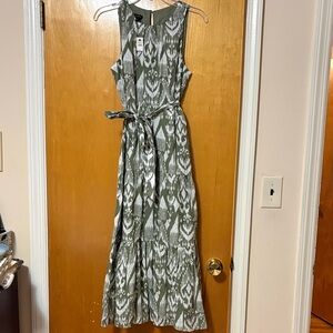 Talbots Olive Patterned Maxi Dress